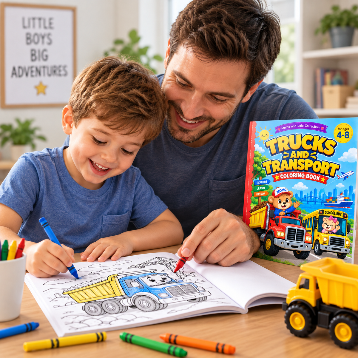 Trucks and Transport Coloring Book - Digital Coloring Book for 4-8 years